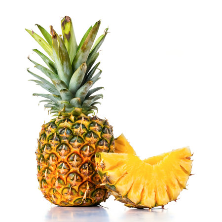 sliced pineapple isolated on white backgroundの素材