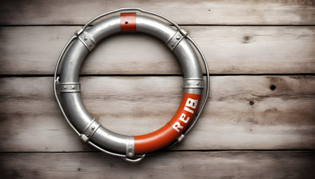 Loft background and rescue ring It is the ideal background for tourism, vacations and safety salvageの素材