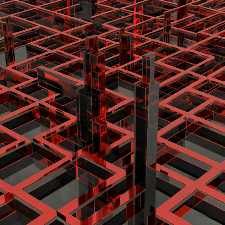 3D rendering Abstract red and blackの素材