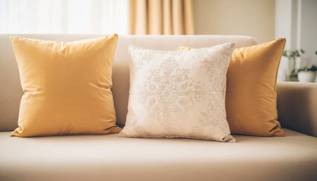 Beautiful luxury pillow on sofa decoration in living room interiorの素材