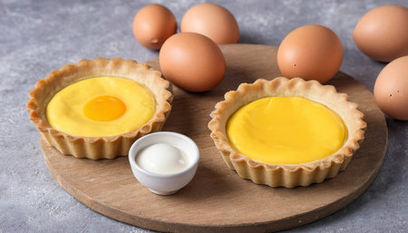 Raw material for cooking homemade egg tart - favorite dessert bakery conceptの素材
