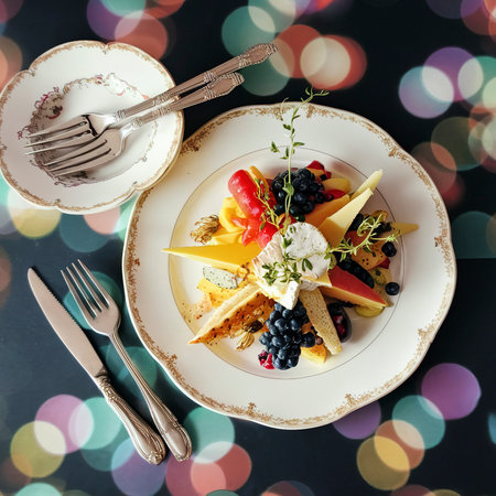 flat lay served plate forkの素材