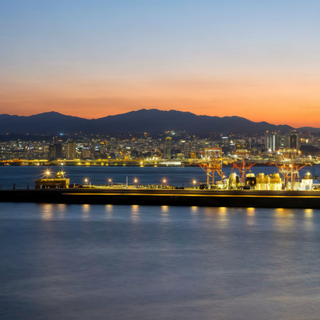 Skyline and Port of Kobe in Japanの素材