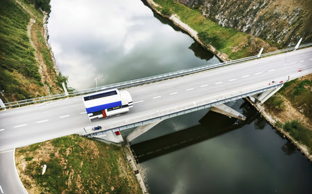 Transport concept with bridge backgroundの素材