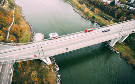 Transport concept with bridge backgroundの素材