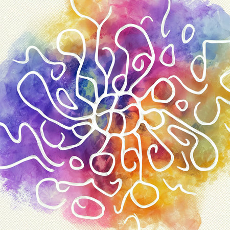 Abstract color acrylic and watercolor painting. Monoprinting template. Canvas texture background.の素材