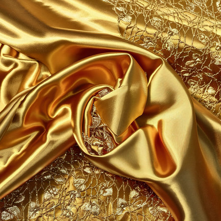 Gold silk fabric texture, Satin fashion Background for content.の素材