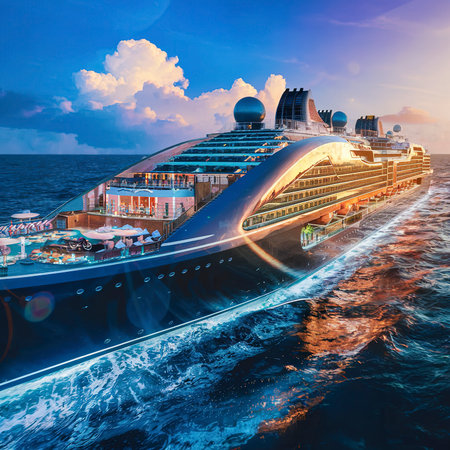 Luxury cruise liner underway. Tour travel and spa servicesの素材