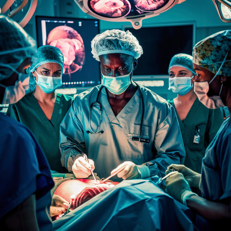 success smart medical doctor working with operating room as conceptの素材
