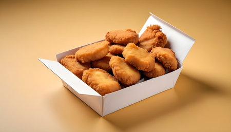 fried chicken nuggets in take out box isolatedの素材