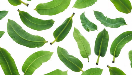 Green leaves pattern,leaf banana isolated on white backgroundの素材