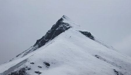 Black mountain covered by snowの素材