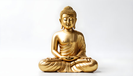 Golden Buddha on a white backgroundの素材