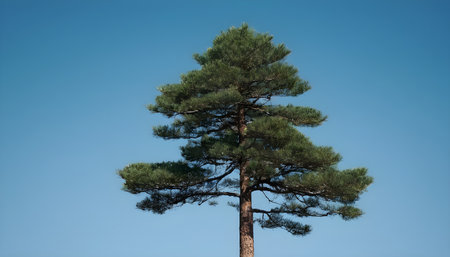 single pine tree with blue skiesの素材