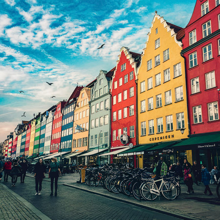 Colorful buildings in Copenhagen, Denmarkの素材