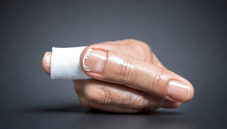 Forefinger with bandage on backgroundの素材