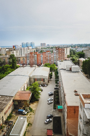 view overlooking the townの写真素材