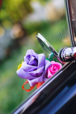 Flowers on a carの写真素材