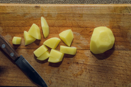 Peeled potatoesの写真素材