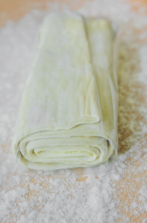 puff pastry on the table, cooking
