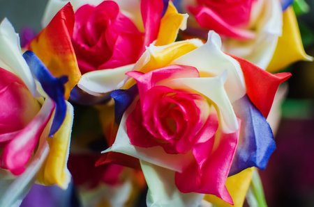 The beautiful decoration artificial flower. Red Diánthusの写真素材