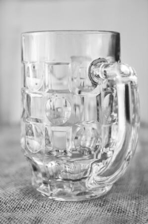 empty glass glasses for beer, black and white photographyの写真素材