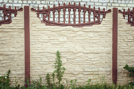 Beautiful Concrete fence of Modern Style Design Fence Ideas. Front view.の写真素材