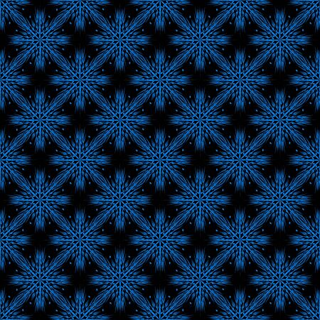 Vector Seamless Winter Pattern Background with blue Snowflakes on Black Background. Can be used for textile, parer, scrapbooking, wrapping, web and print design.のイラスト素材