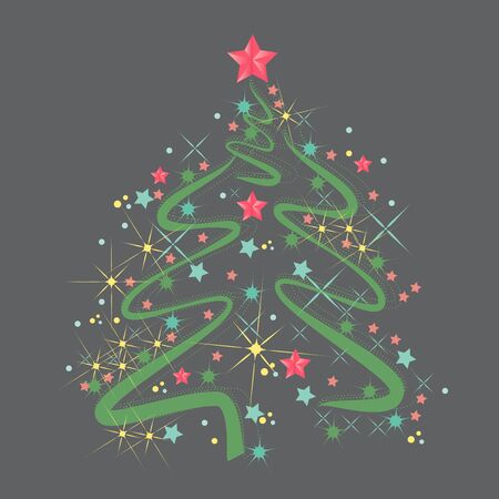 Christmas tree in an abstract style on a gray neutral background. EPS 10.のイラスト素材