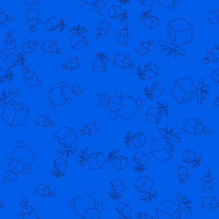 Seamless christmas pattern. New Year's symbols on a blue background.の写真素材