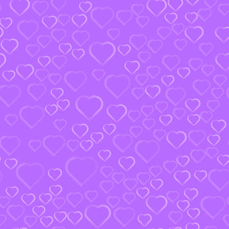 Silhouettes of a heart symbol on a lilac background. Seamless vector illustration.の写真素材