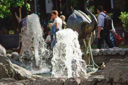 MOSCOW, RUSSIA - July 06, 2018: Fountain on Chistoprudny Boulevard in the summer in Moscow.のeditorial素材