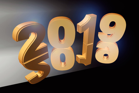Happy new year 2019 Text Design 3d illustration.の写真素材