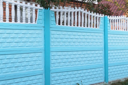 Beautiful blue concrete fence.の写真素材