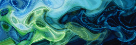 Abstract wavy smoky waves. Panoramic background.