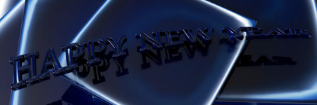 Happy New Year. Original design element. Template, card, poster. emblem graphics. Panoramic surround christmas dark blue background.の写真素材