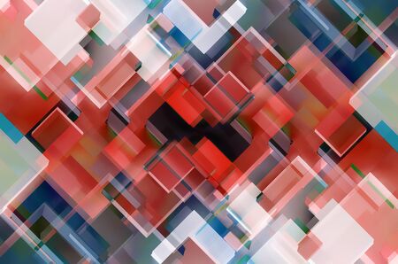 Abstract geometric illustration, red and blue colors.の写真素材