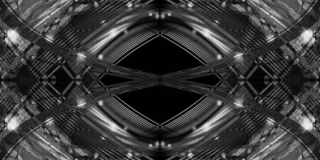 Black and white abstract illustration. Geometric symmetric background.の写真素材