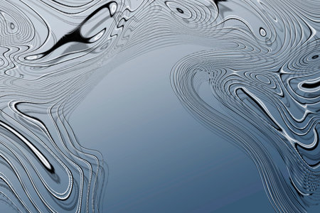 Trendy abstract light blue background with curved lines.