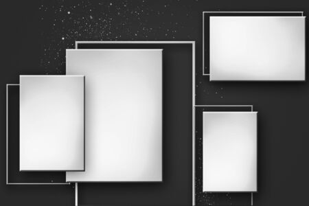 Black and white abstract 3d illustration with place for text, copyspace.の写真素材