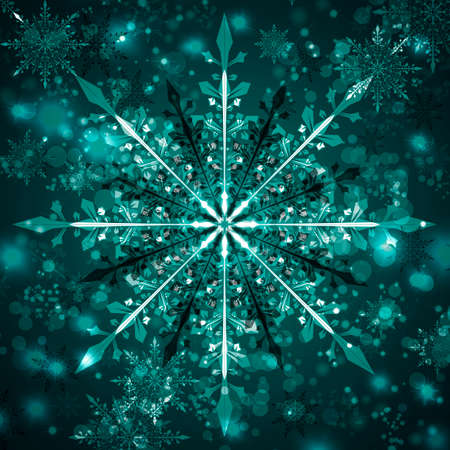 Snowflake Christmas turquoise design background.の写真素材