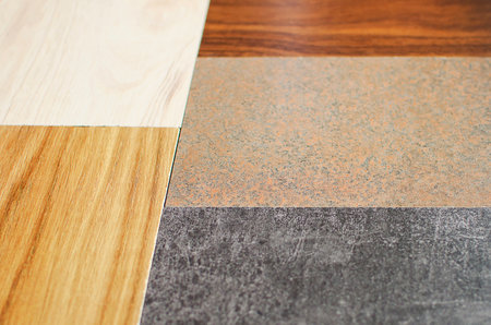 Laminated CPD / Chipboard without PVC edge. Close-up, selective focus.の写真素材