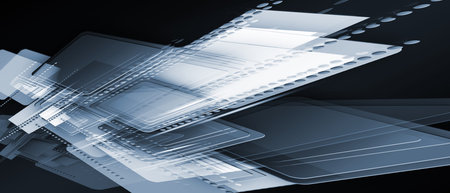 Abstract tech background. Horizontal banner.