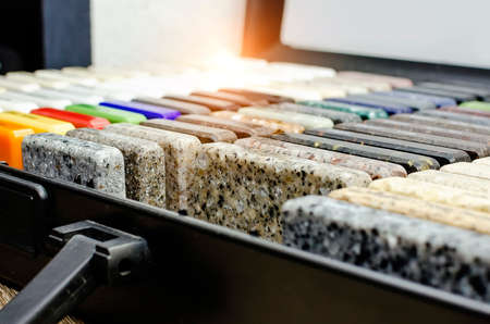 Furniture manufacture. Samples of materials for the manufacture of furniture. decorative artificial stoneの写真素材