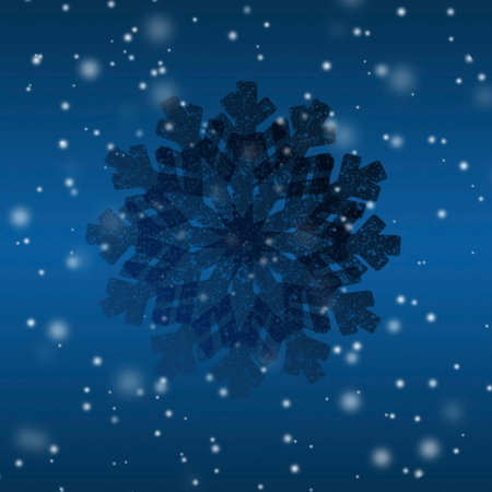Beautiful snowflake on a blue background, square.