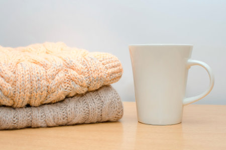 White tea cup, lifestyle, close-up.