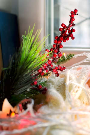 Beautiful Christmas decorations, soft focus, blurred holiday background.の写真素材