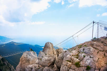 rope bridge on Mount Ai-Petri. beautiful landscape landscapeの写真素材