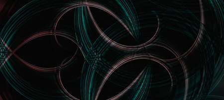 Multicolored swirling pattern on a black background. Futuristic abstract background.の写真素材