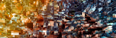 Panoramic Colorful beautiful mosaic polygonal 3d texture surface. abstract wide geometric background.の写真素材